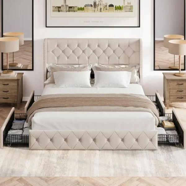 King Size Upholstered Bed