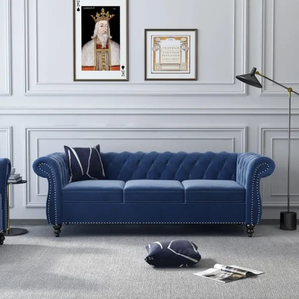 Velvet Sofa with Tufted Design